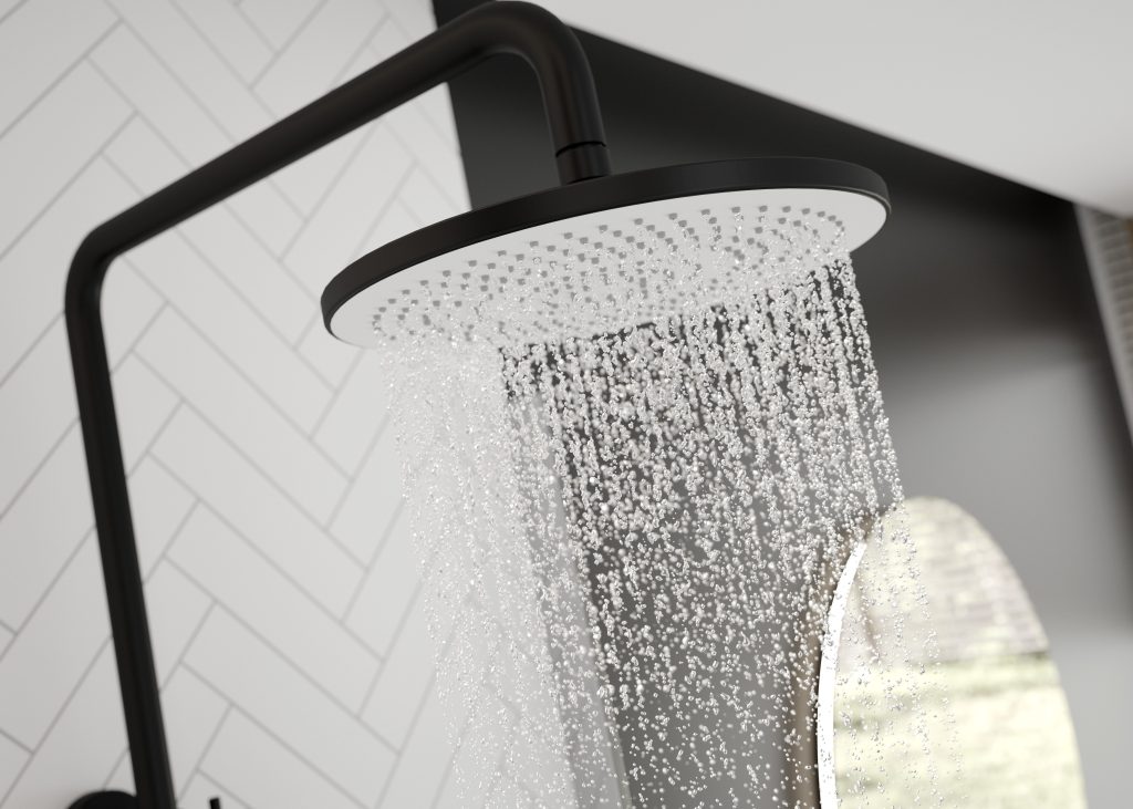 ALITA Shower in black: with the 6 litre/min flow restrictor
