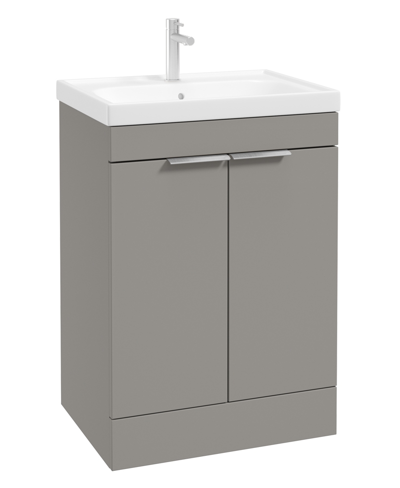 STOCKHOLM Floor Standing 60cm Vanity Unit Matt Khaki - Brushed Chrome Handles