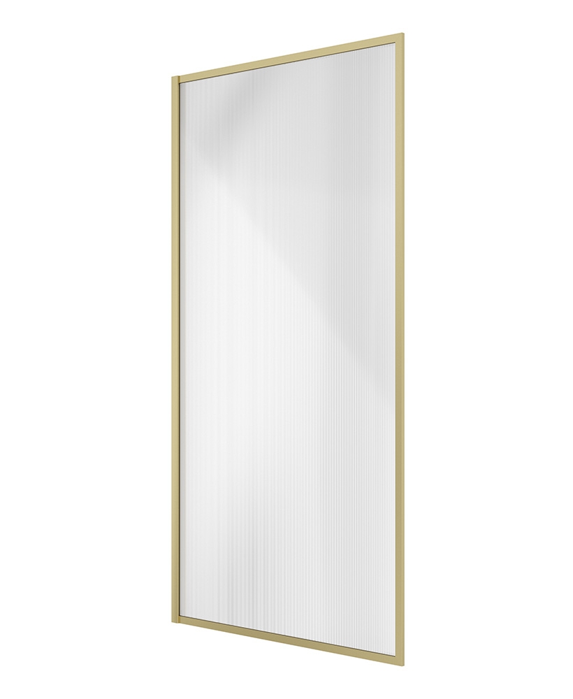 MIRAGE 800x1500mm Brushed Gold Frame with Fluted Glass Fixed Bath Screen