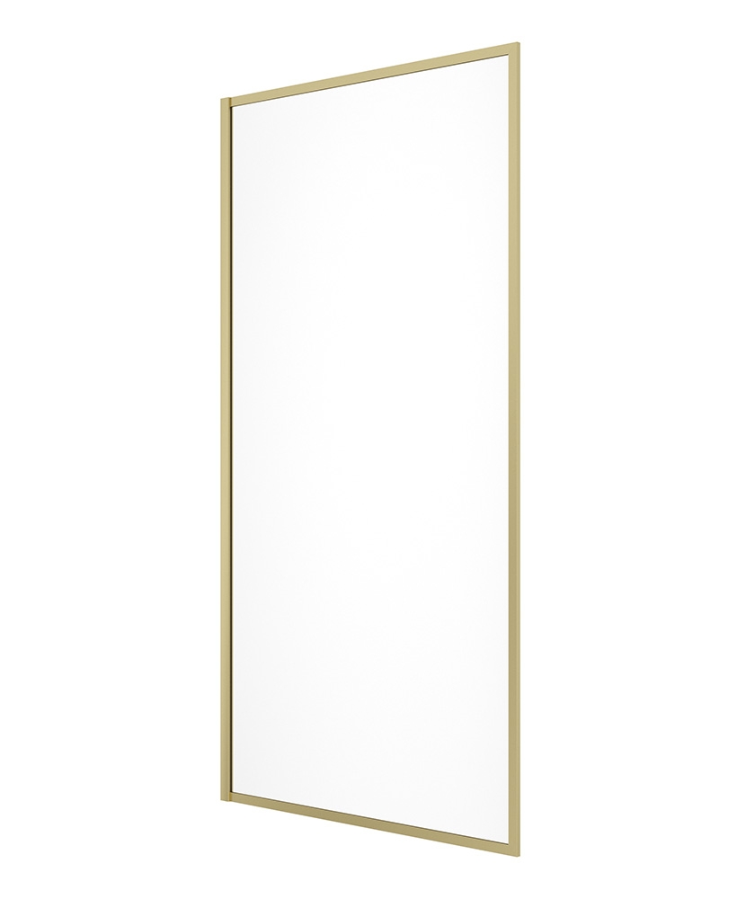 MIRAGE 800x1500mm  Brushed Gold Frame with Clear Glass Fixed Bath Screen