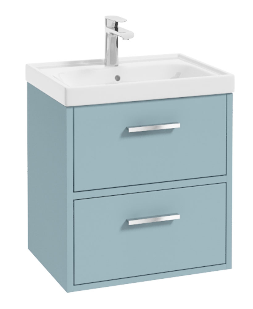 FINLAND 50cm Vanity unit Matt Morning Sky Blue-Chrome Handles