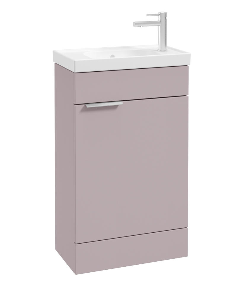 STOCKHOLM Floor Standing 50cm Cloakroom Vanity Unit Matt Cashmere Pink - Brushed Chrome Handles