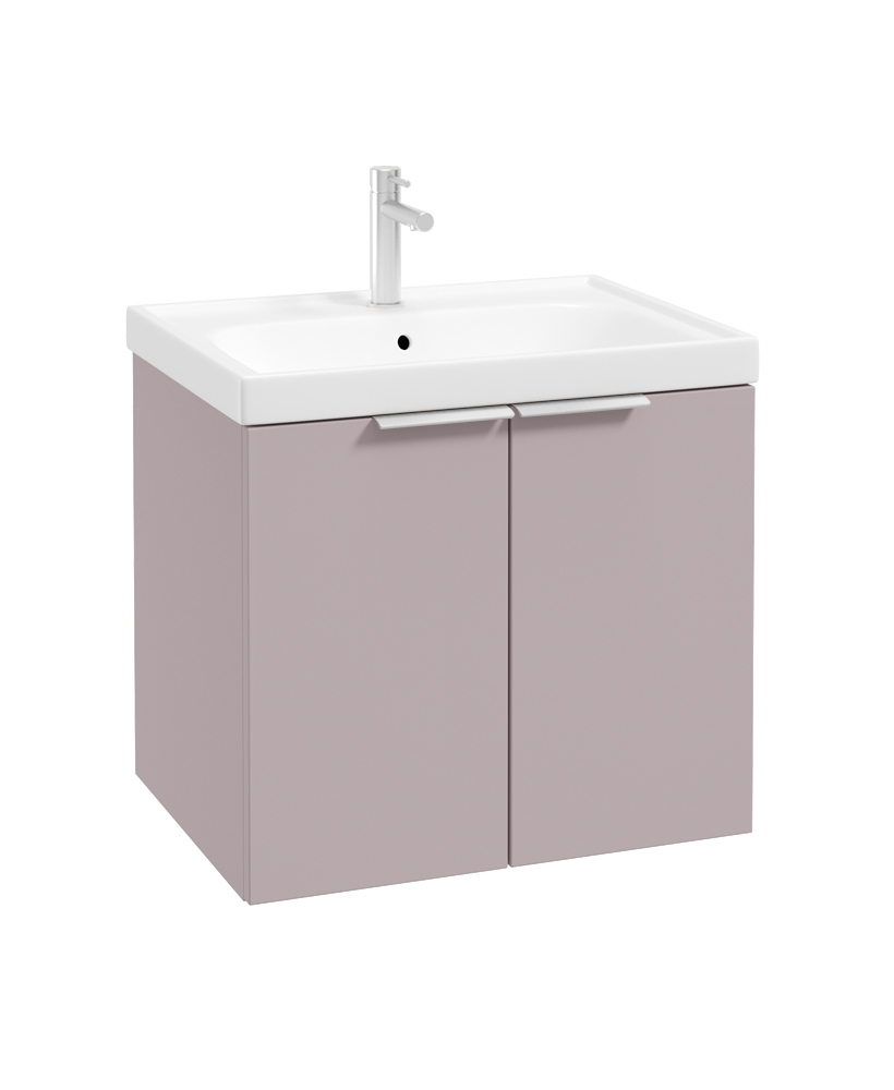 STOCKHOLM Wall Hung 60cm Two Door Vanity Unit Matt Cashmere Pink- Brushed Chrome Handles