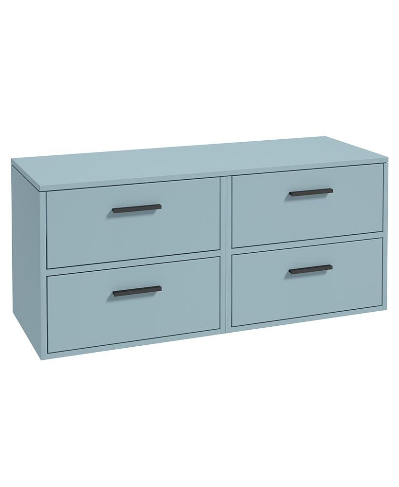 FINLAND 120cm Matt Morning Sky Blue Countertop Wall Hung Vanity Unit -Matt Black Handle