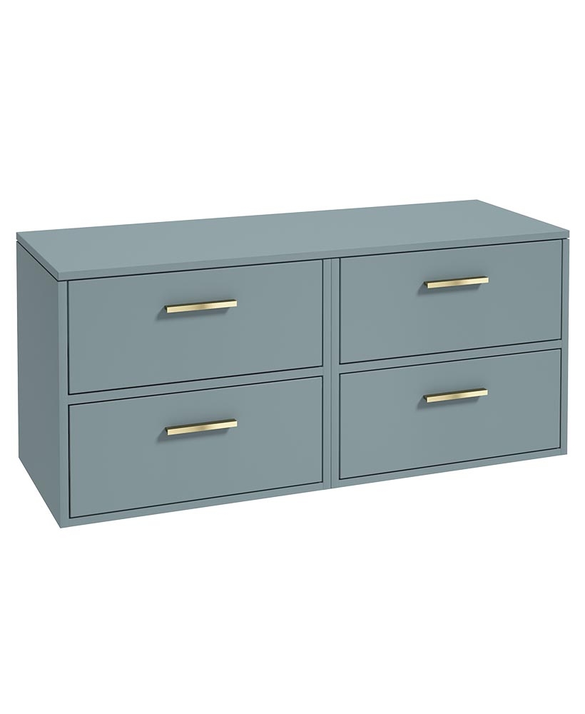 FINLAND 120cm Matt Coral Green Countertop Wall Hung Vanity Unit -Brushed Gold Handle