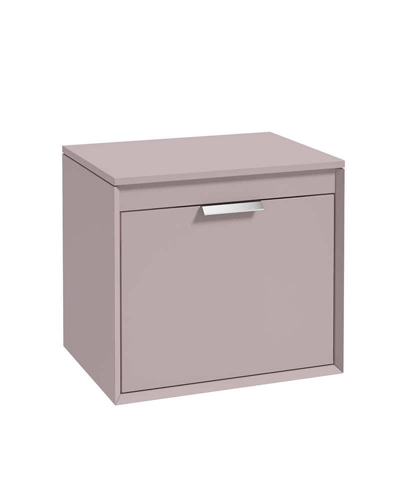 FJORD 60cm Matt Cashmere Pink Countertop Vanity Unit - Brushed Chrome Handle