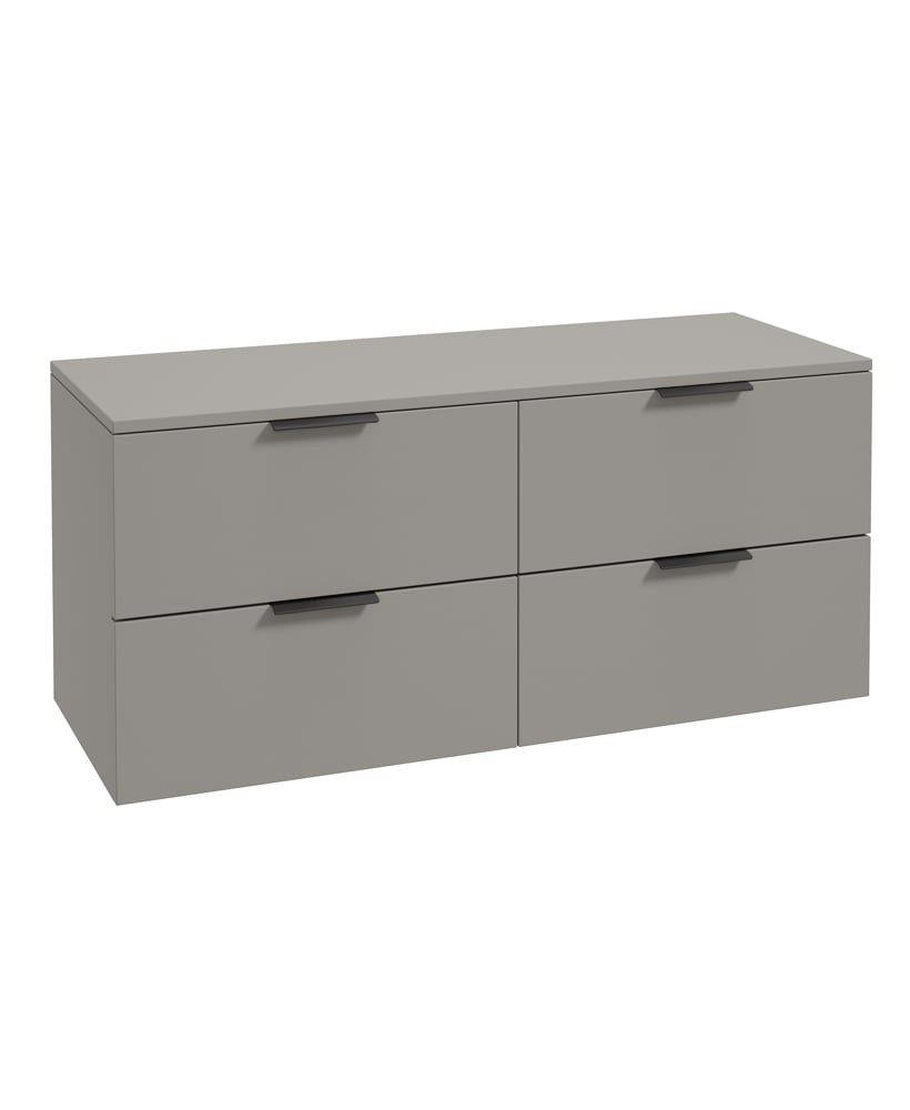 STOCKHOLM Wall Hung 120cm Four Drawer Countertop Vanity Unit Matt Khaki - Matt Black Handles