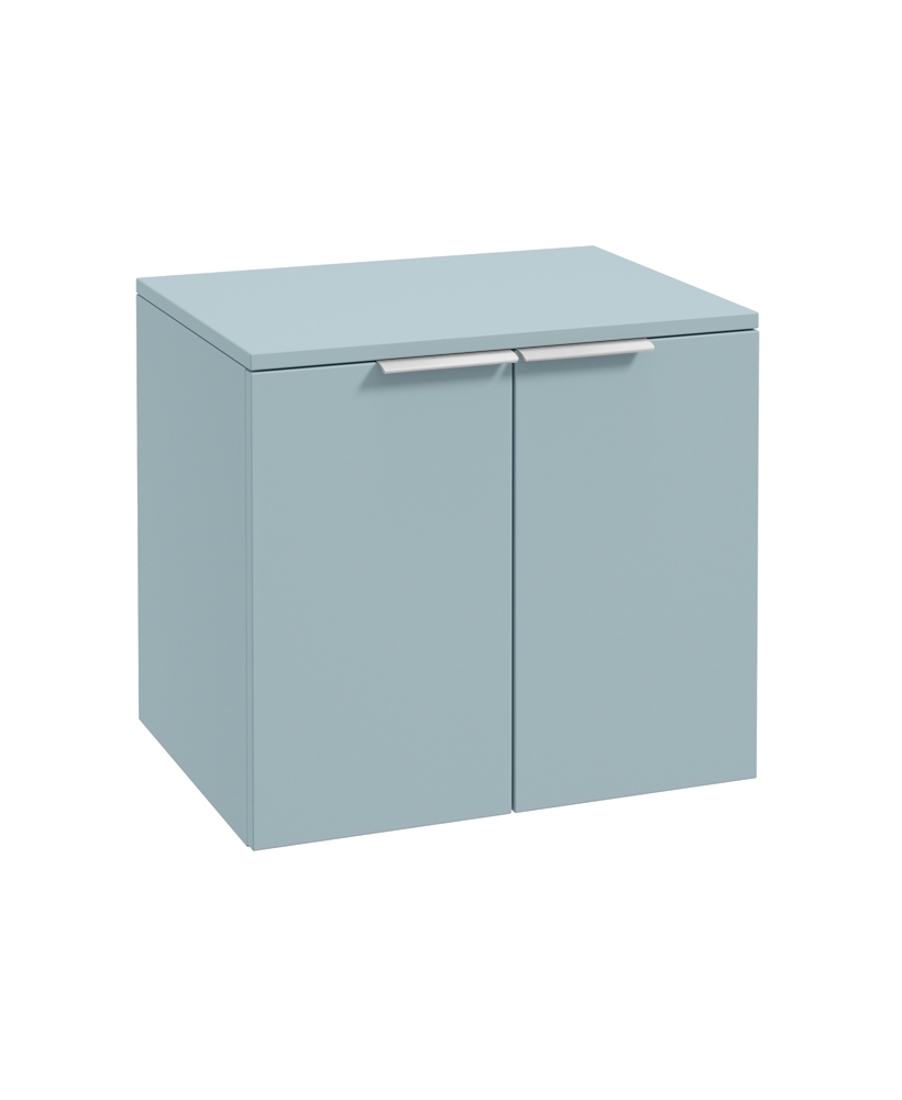 STOCKHOLM 60cm Two Door Countertop Wall Hung Matt Morning Sky Blue- Chrome Handles