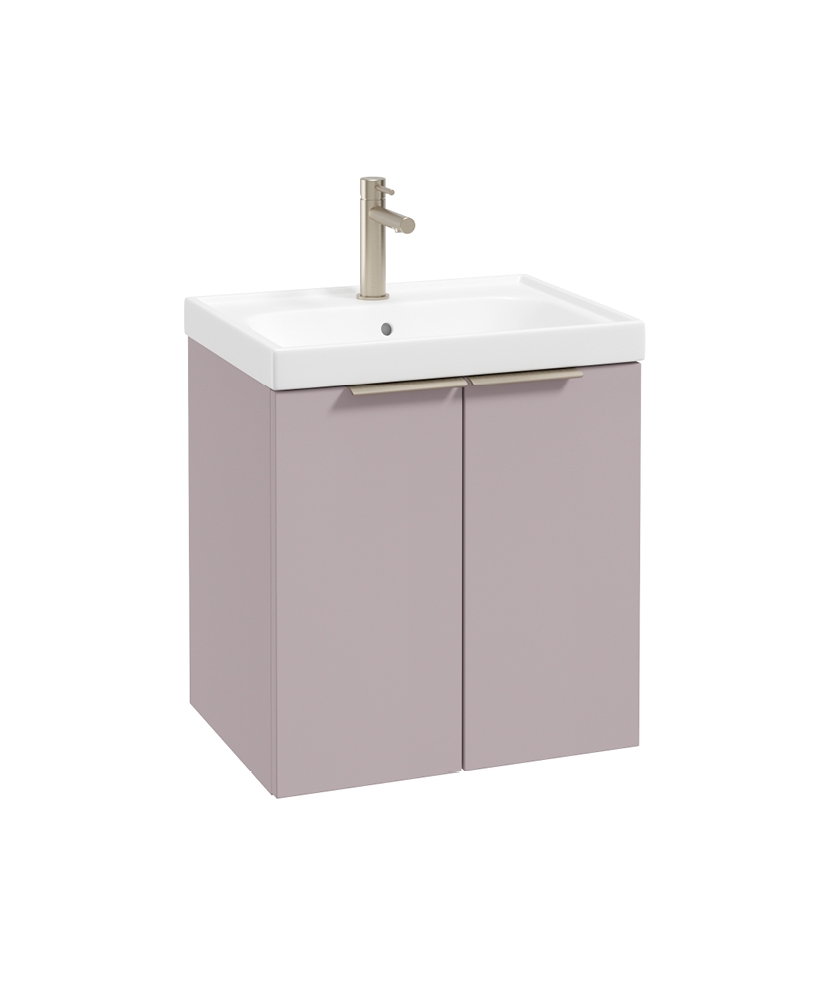 STOCKHOLM Wall Hung 50cm Two Door Vanity Unit Matt Cashmere Pink- Brushed Nickel Handles