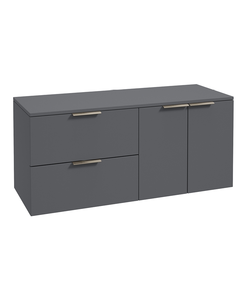 STOCKHOLM Wall Hung 120cm Two Drawer/Two Door Countertop Vanity Unit Matt Midnight Grey - Brushed Nickel Handle