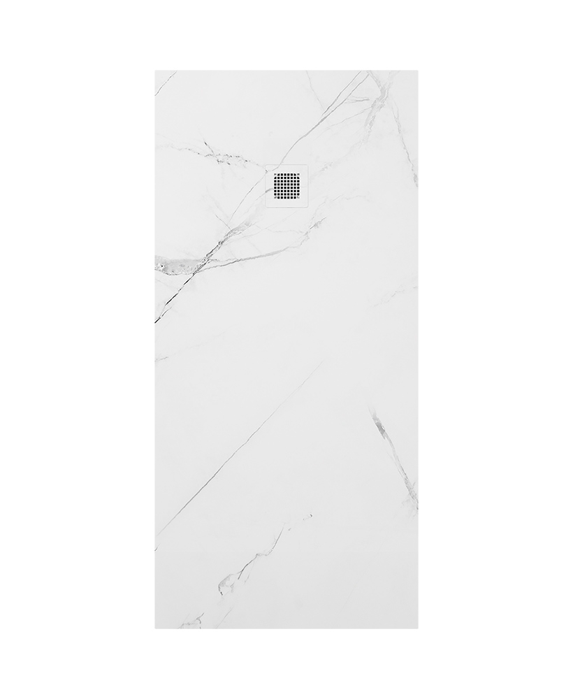 UNITY Rectangle 1700x800mm Shower Tray White Marble & Waste