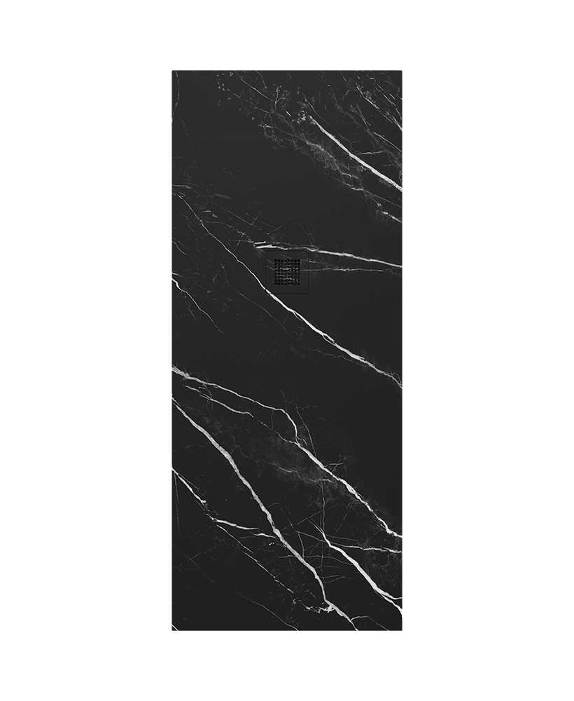 UNITY Rectangle 1700x700mm Shower Tray Black Marble & Waste