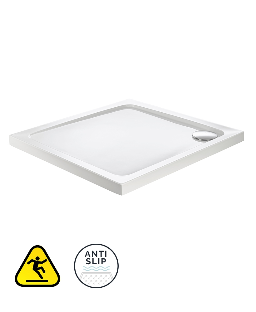 KRISTAL SECURE Square 1000mm Low Profile Anti Slip Class C Shower Tray & Waste