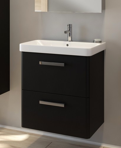 Odeon Black Matt 60cm Wall Hung 2 Drawer Vanity Unit