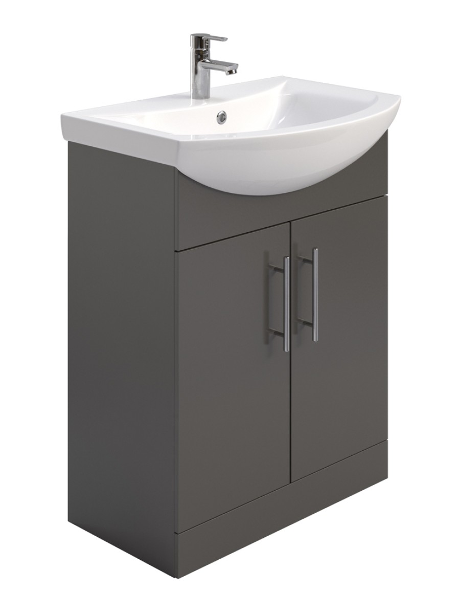 BELMONT Gloss Grey 65cm Vanity Unit