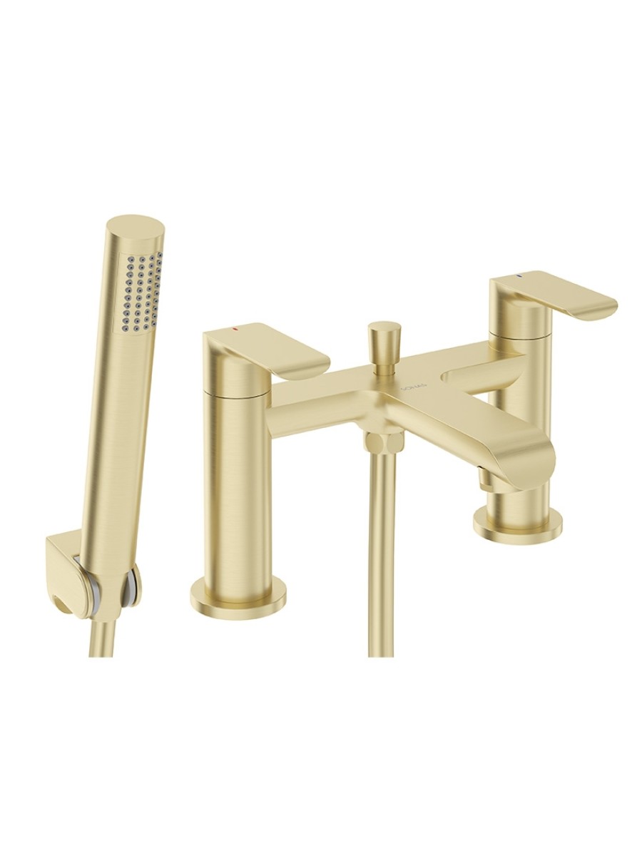 SCOPE Deck Mounted Bath Shower Mixer Brushed Gold