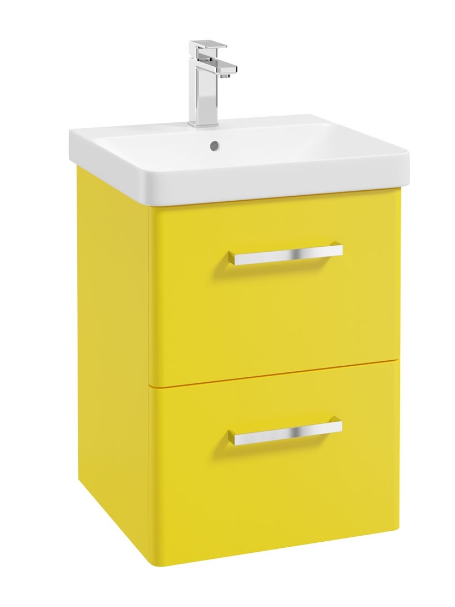 KORA  50cm WH 2 Drawer Vanity Unit Sun-Kissed Yellow Matt-Chrome Handle