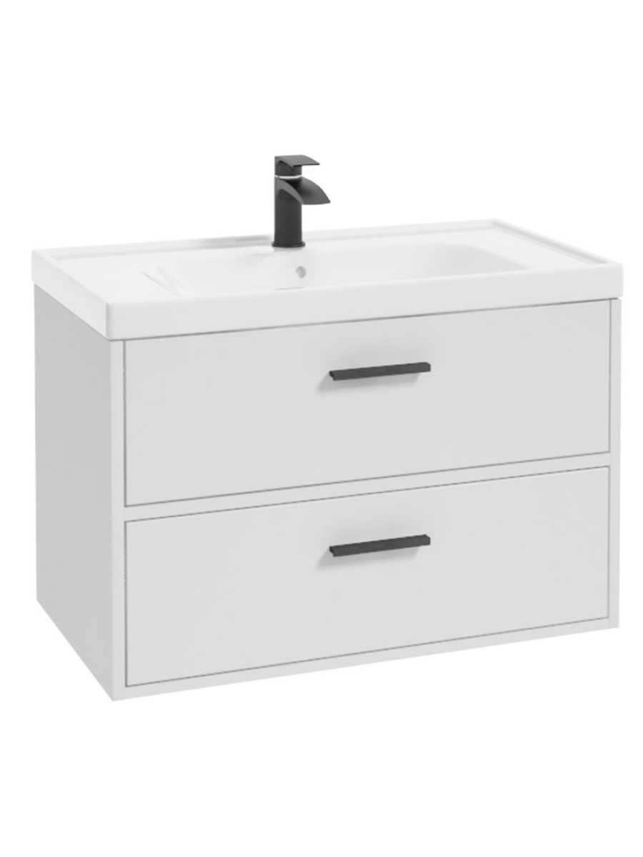 FINLAND 80cm Vanity unit Matt White-Matt Black Handles