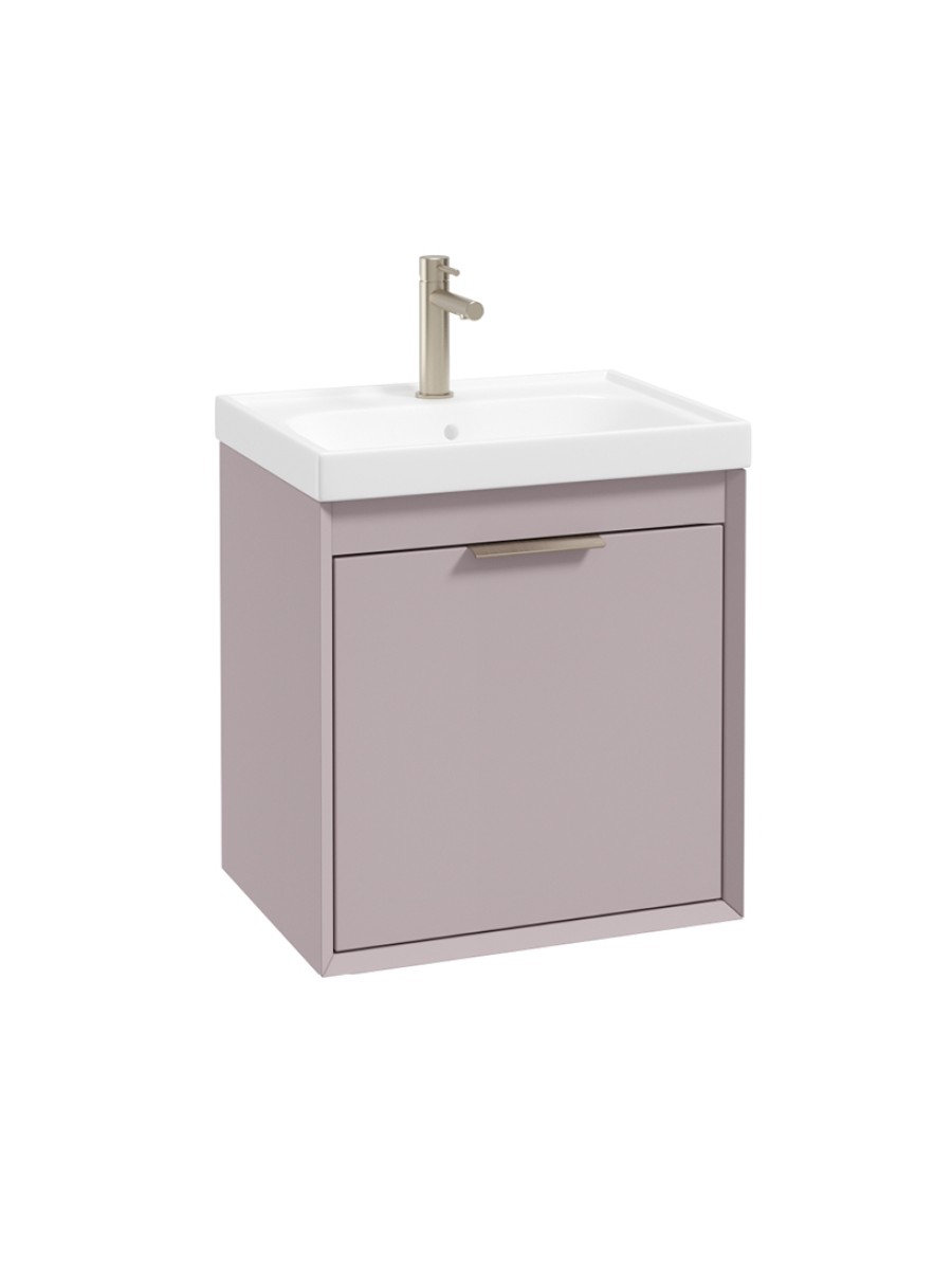 FJORD Wall Hung 50cm Two Drawer Vanity Unit Matt Cashmere Pink - Brushed Nickel Handle