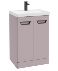 FREYA 60cm 2 Door Floor Standing Vanity Unit Matt Cashmere Pink-Matt Black Handle