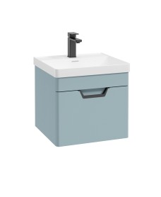 FREYA 50cm 1 Drawer Wall Hung Vanity Unit Matt Morning Sky Blue-Matt Black Handle