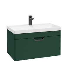 FREYA 80cm 1 Drawer Wall Hung Vanity Unit Matt Wreath Green-Matt Black Handle