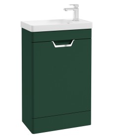 FREYA 55cm 1 Door Cloakroom Floor Standing Vanity Unit Matt Wreath Green-Brushed Chrome Handle