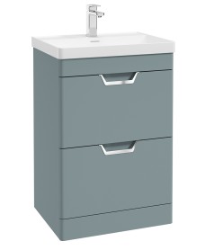 FREYA 60cm 2 Drawer Floor Standing Vanity Unit Matt Coral Green-Chrome Handle