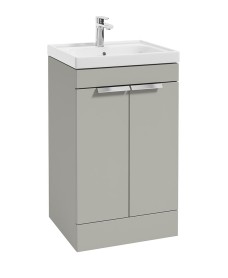 STOCKHOLM Floor Standing 50cm Vanity Unit Matt Arctic Grey - Brushed Chrome Handles