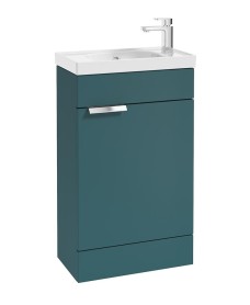 STOCKHOLM Floor Standing 50cm Cloakroom Vanity Unit Matt Ocean Blue - Brushed Chrome Handles