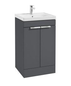 STOCKHOLM Floor Standing 50cm Vanity Unit Matt Midnight Grey - Brushed Chrome Handles