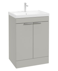 STOCKHOLM Floor Standing 60cm Vanity Unit Matt Arctic Grey - Brushed Chrome Handles