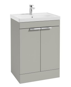 STOCKHOLM Floor Standing 60cm Vanity Unit Matt Arctic Grey - Brushed Chrome Handles