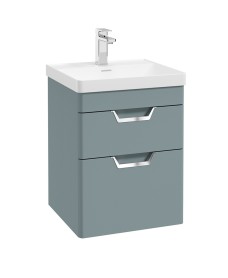 FREYA 50cm 2 Drawer Wall Hung Vanity Unit Matt Coral Green-Chrome Handle