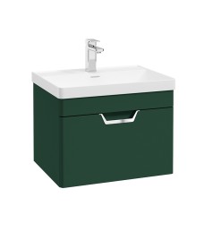 FREYA 60cm 1 Drawer Wall Hung Vanity Unit Matt Wreath Green-Chrome Handle