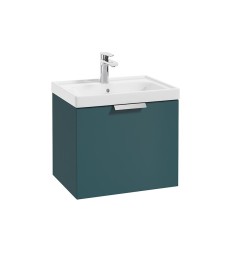 STOCKHOLM Wall Hung 50cm Single Drawer Vanity Unit Matt Ocean Blue - Brushed Chrome Handle