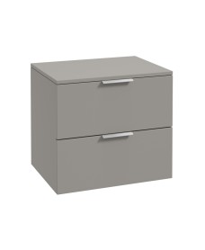 STOCKHOLM Wall Hung 60cm Two Drawer Countertop Vanity Unit Matt Khaki - Brushed Chrome Handles