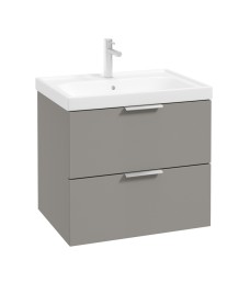 STOCKHOLM Wall Hung 60cm Two Drawer Vanity Unit Matt Khaki - Brushed Chrome Handle