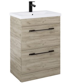 OTTO PLUS Craft Oak 50cm Floor Standing  2 Drawer Vanity Unit -D39cm