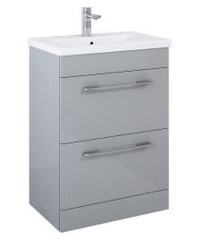 OTTO PLUS Light Gloss Grey 60 Floor Standing 2 Drawer Vanity Unit