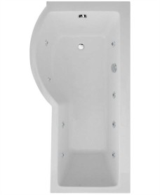 P SHAPE 1700 x 900 shower bath Left hand 8 jet bath cw Panel & Bath screen