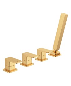 CONTOUR 4 Hole Bath Shower Mixer Brushed Gold