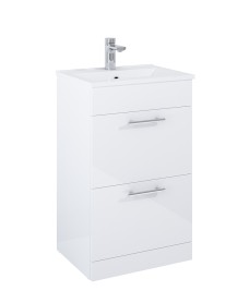 BELMONT SQUARE Two Drawer Floor Standing Unit Gloss White 50cm