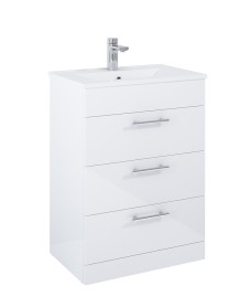 BELMONT SQUARE Three Drawer Floor Standing Unit Gloss White 60cm