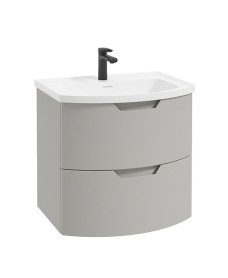 ARC 60cm 2 Drawer Wall Hung Vanity Unit Matt Arctic Grey - Matt Basin