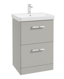 KORA  60cm Floor Standing 2 Drawer Vanity Unit Matt Arctic Grey-Chrome Handles