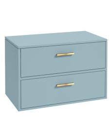 FINLAND 80cm Countetop Vanity Unit Matt Morning Sky Blue-Gold Handle