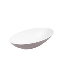 SKAL Oval Wash Basin 600x350  White - Cashmere Pink Matt & Waste