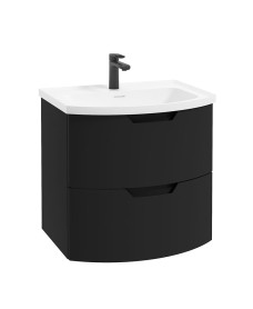 ARC 60cm 2 Drawer Wall Hung Vanity Unit Matt Black -Matt Basin