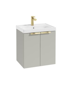 STOCKHOLM Wall Hung 50cm Two Door Vanity Unit Matt Arctic Grey- Brushed Gold Handles